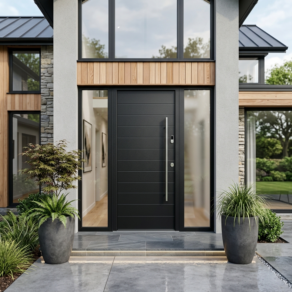 Puerta de aluminio inyectada negra